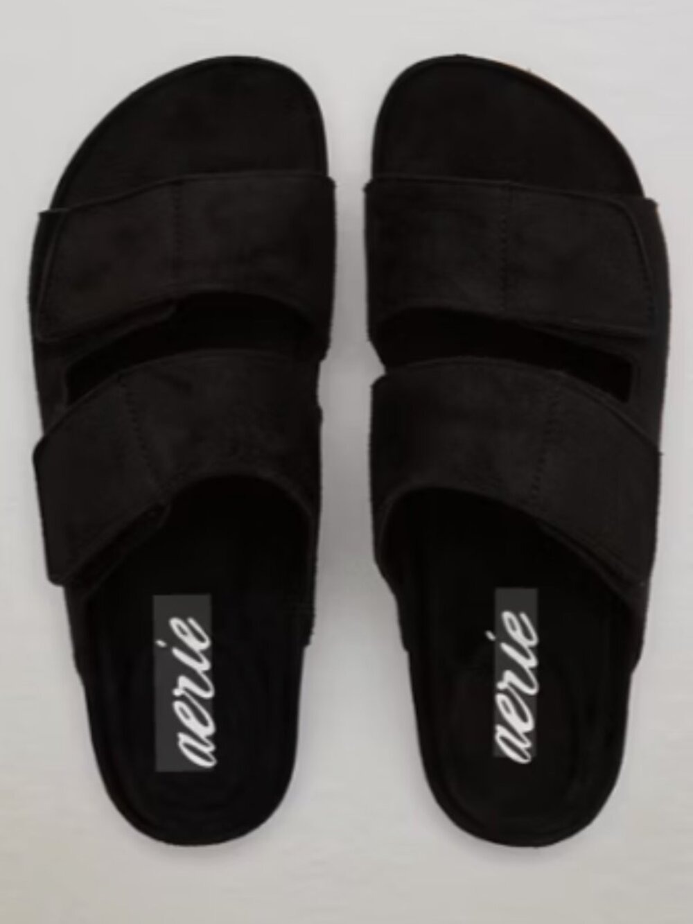 NEW Aerie Women's Black Double Strap Slides Size 9 Casual Loungewear Soft
